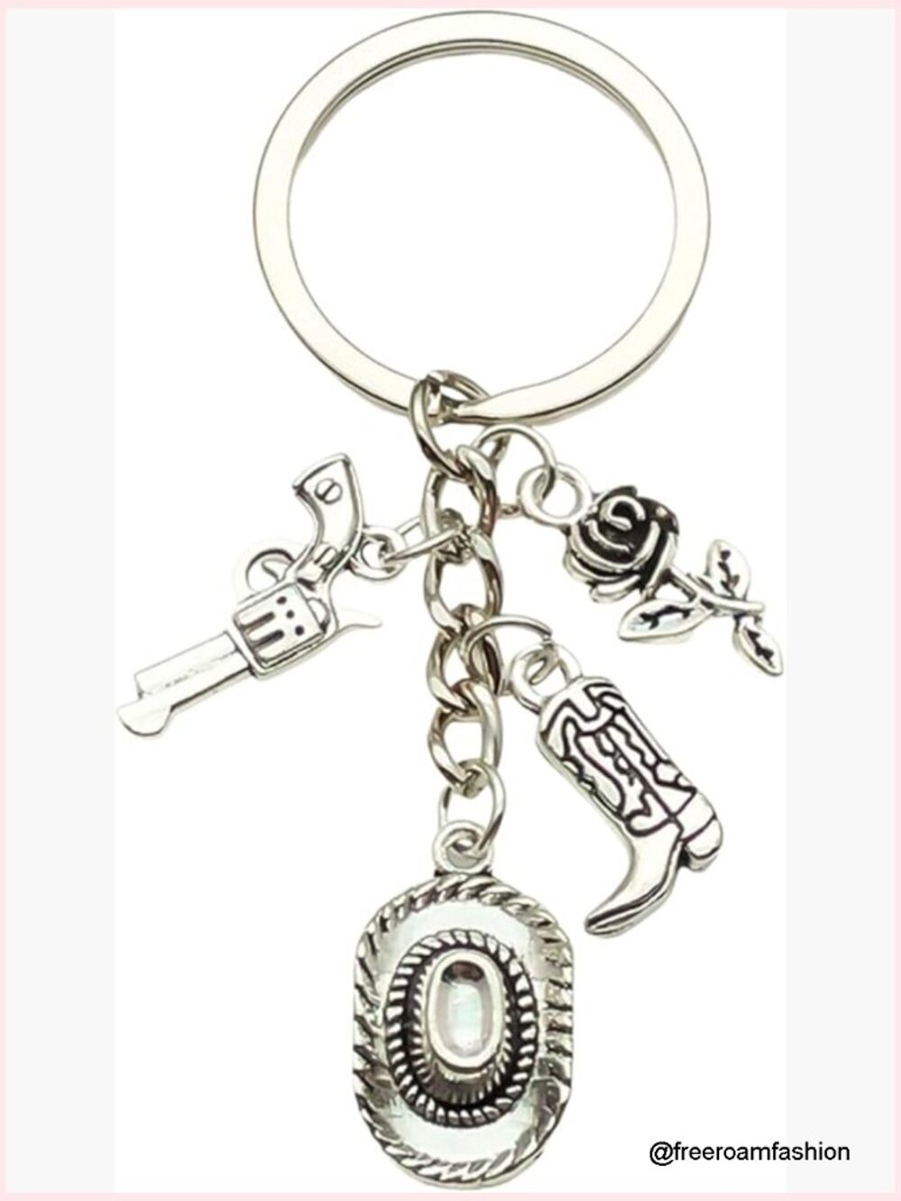 Western Cowboy Boots Keychain Cute Cowgirl Hat Keyring Gift